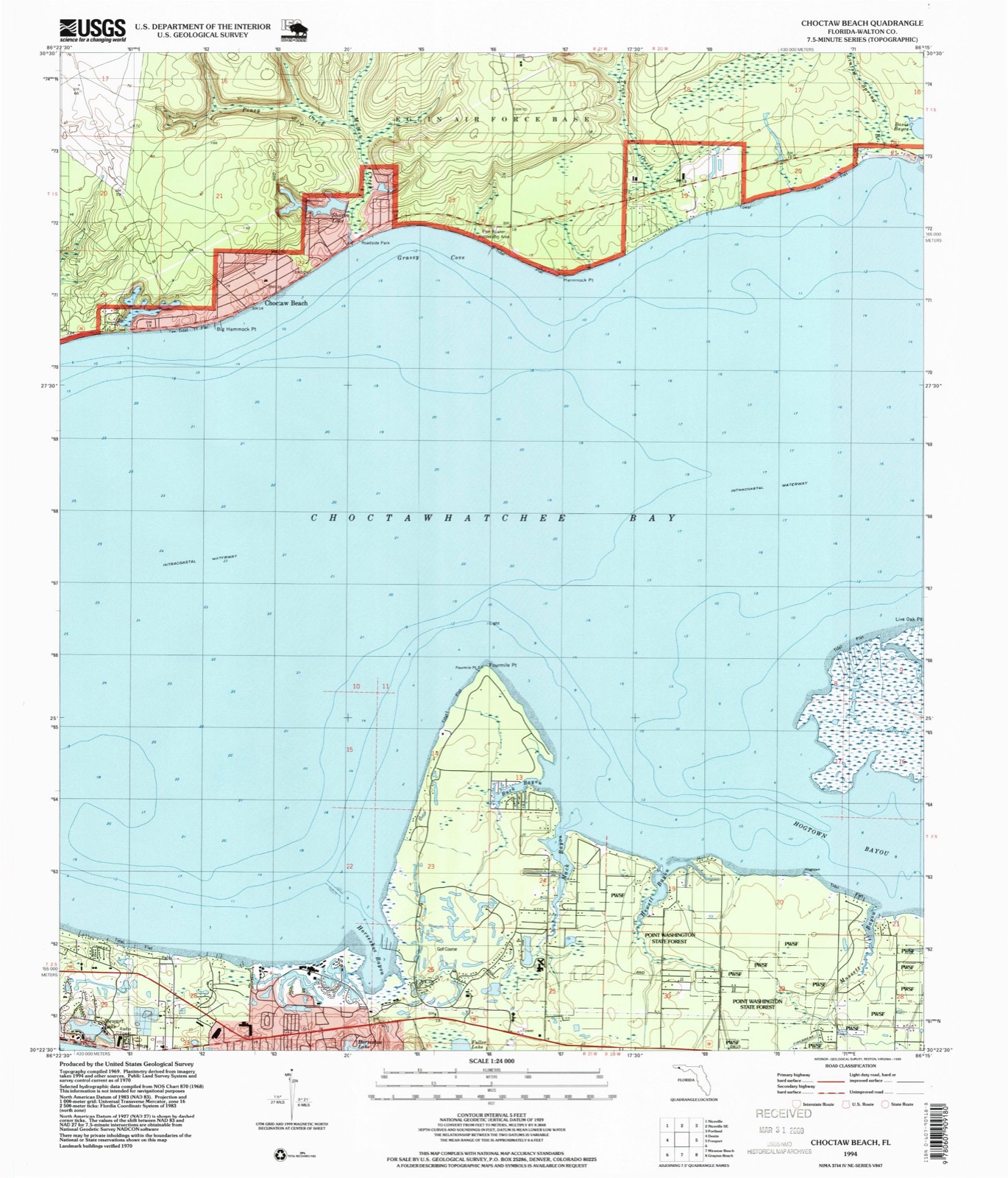 Topographic sheet of Seascape, surveyed 1994