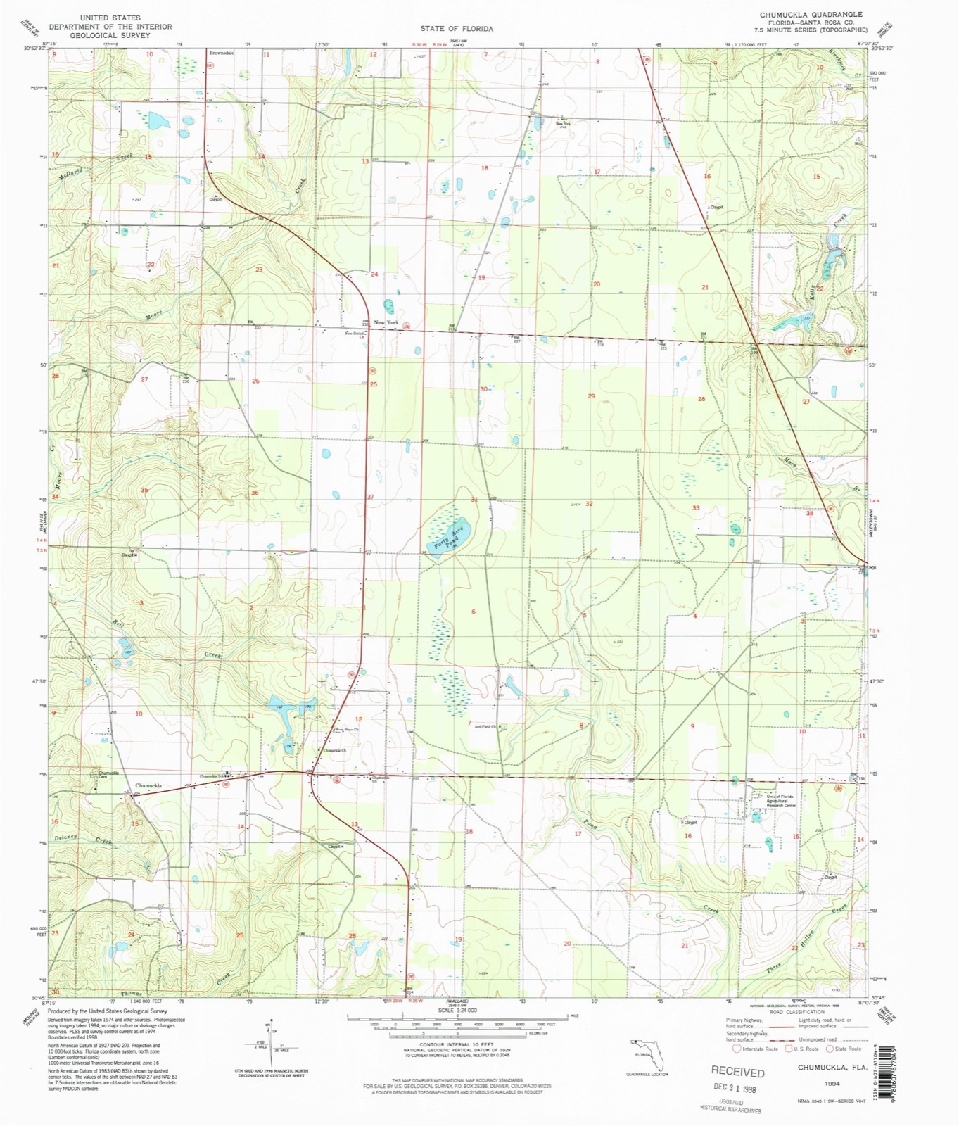 Topographic sheet of Chumuckla, surveyed 1994