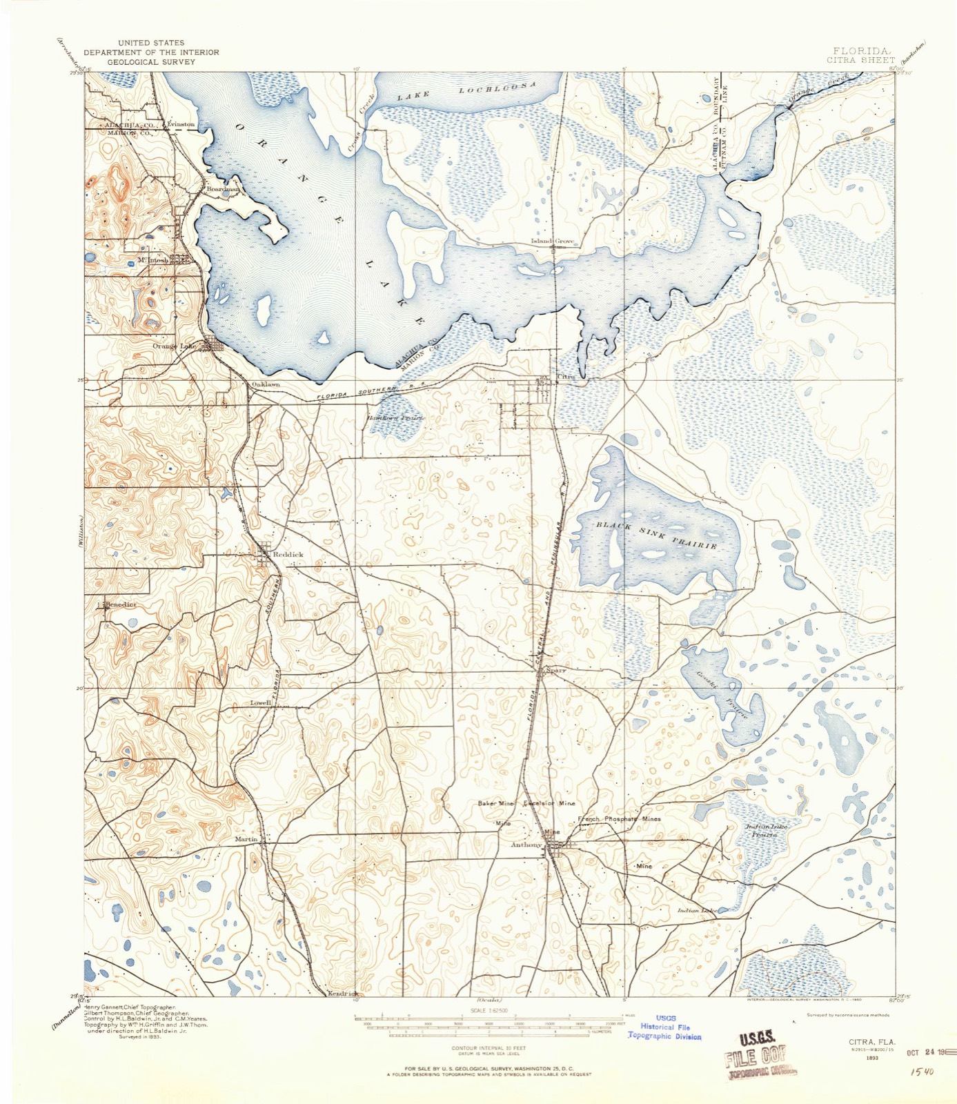Topographic sheet of Citra, surveyed 1893