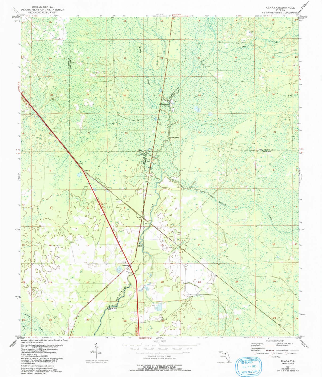 Topographic sheet of Clara, surveyed 1954
