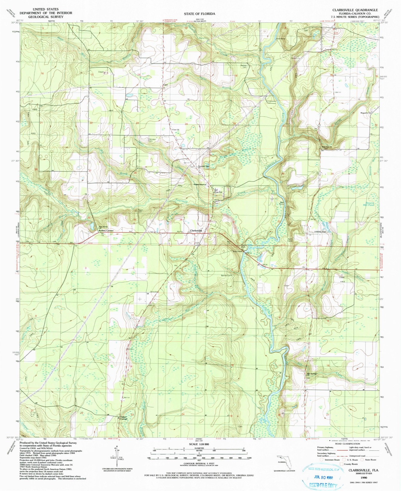 Topographic sheet of Rollins Corner, surveyed 1990