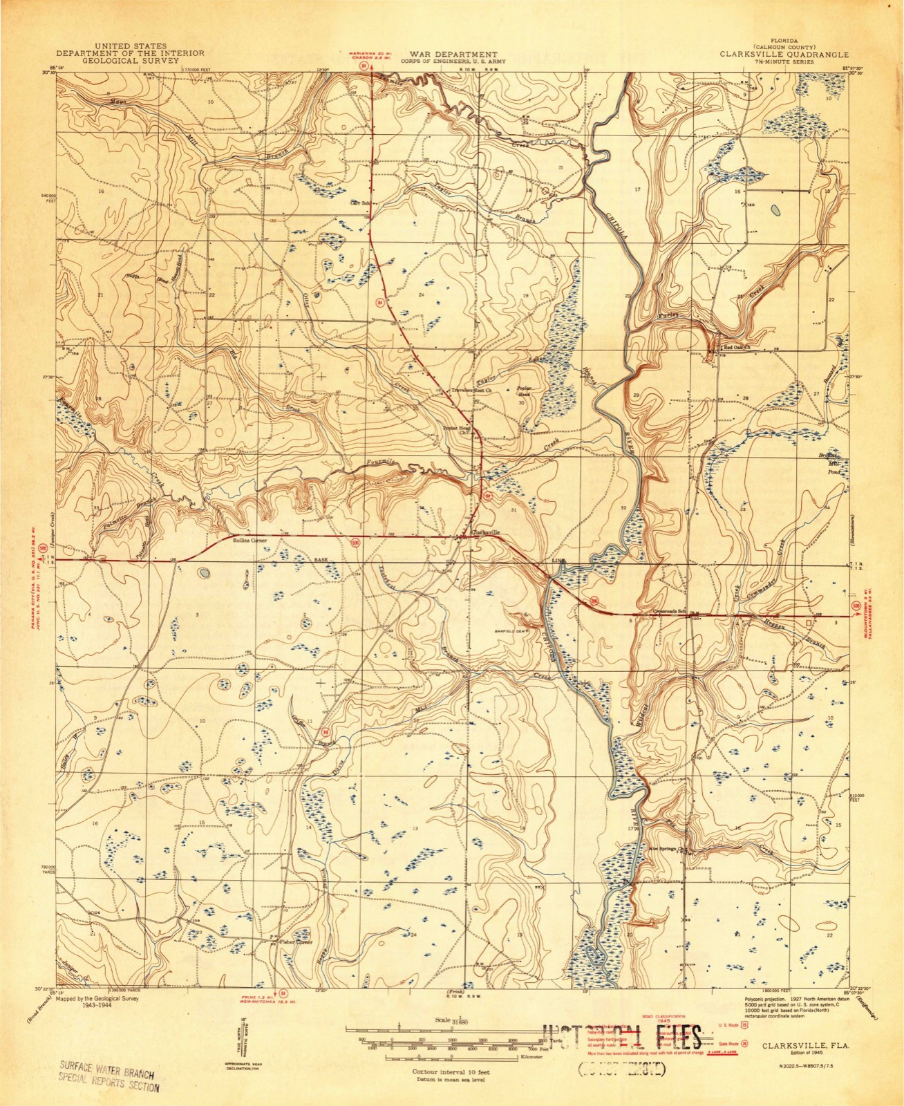 Topographic sheet of Rollins Corner, surveyed 1944