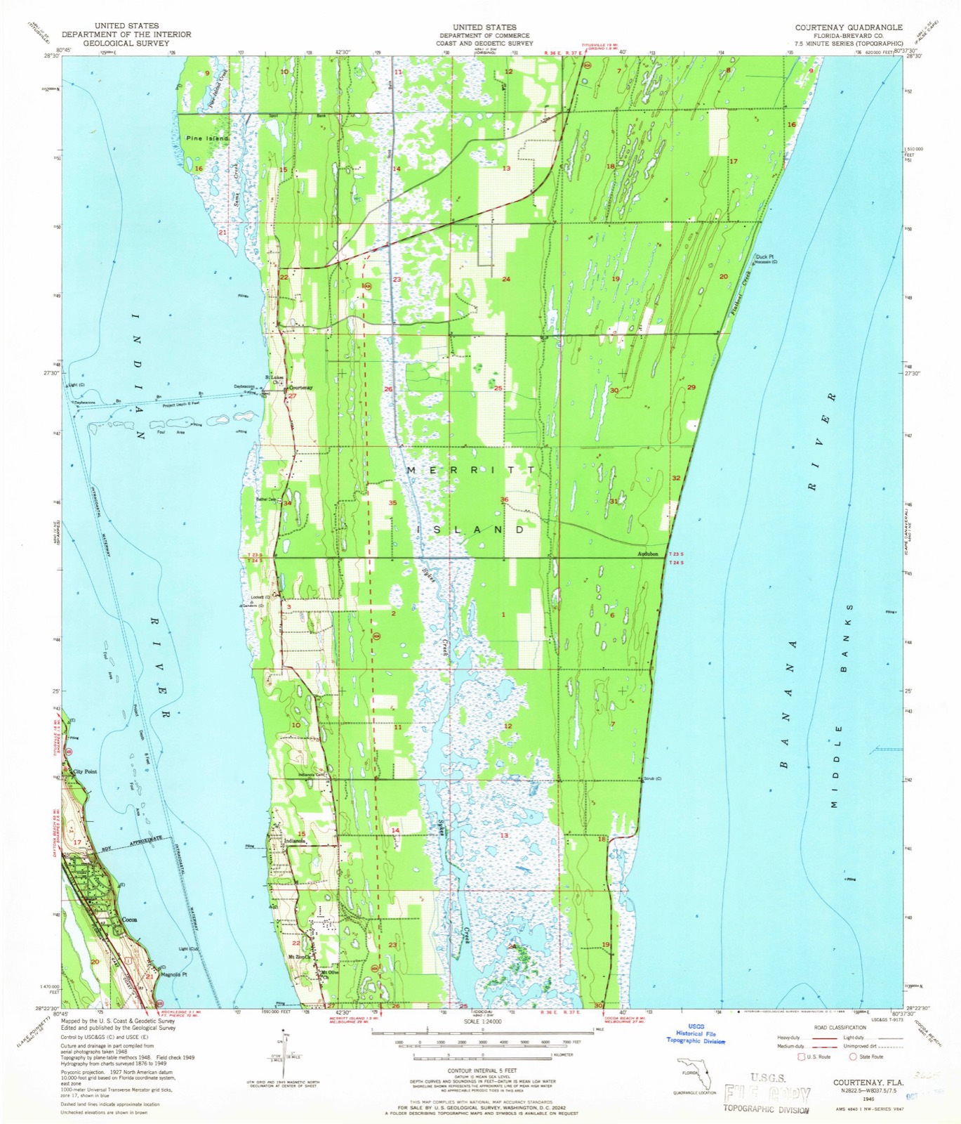 Topographic sheet of Cocoa, surveyed 1949