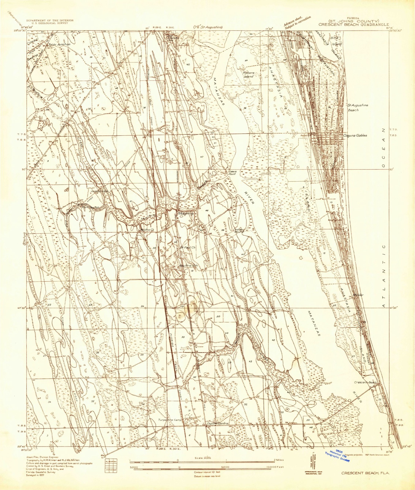 Topographic sheet of Crescent Beach, surveyed 1937
