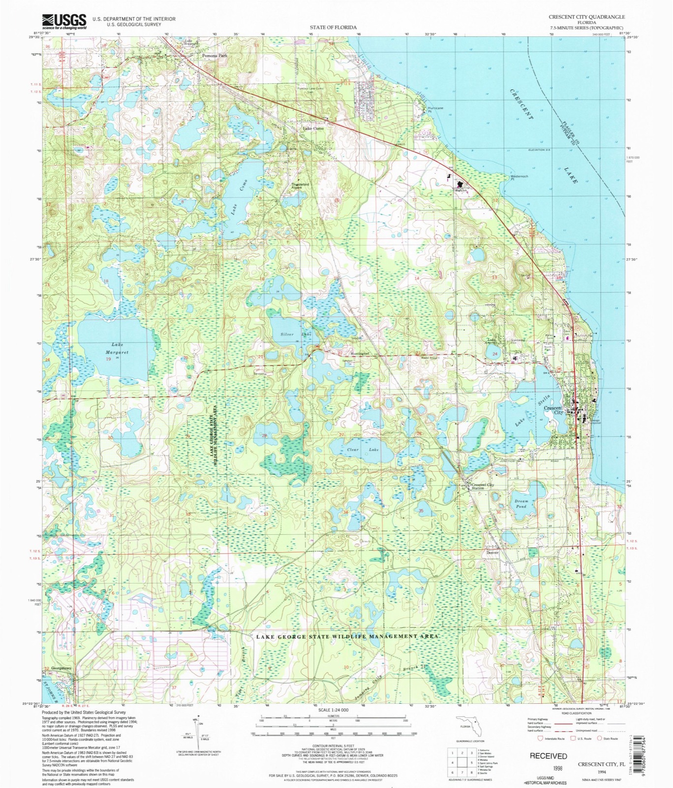 Topographic sheet of Hammond, surveyed 1994