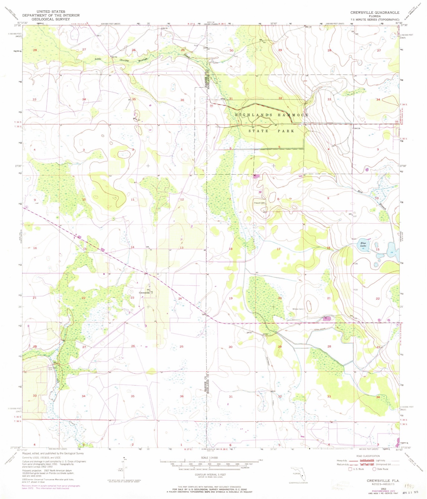 Topographic sheet of Crewsville, surveyed 1953