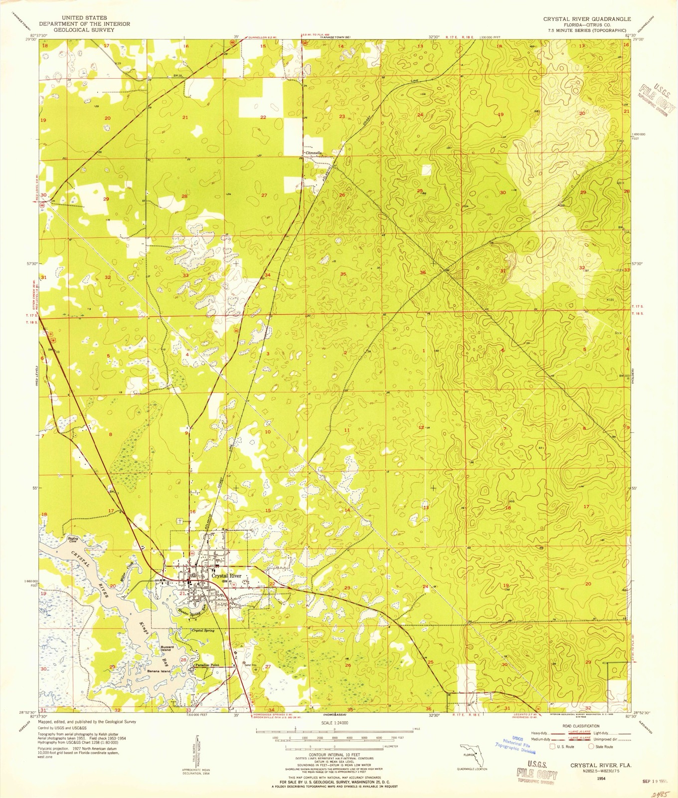 Topographic sheet of Citronelle, surveyed 1954