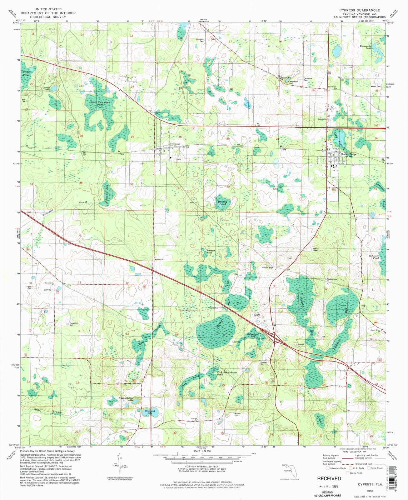 Topographic sheet covering Robert Lee Norton House, surveyed 1994