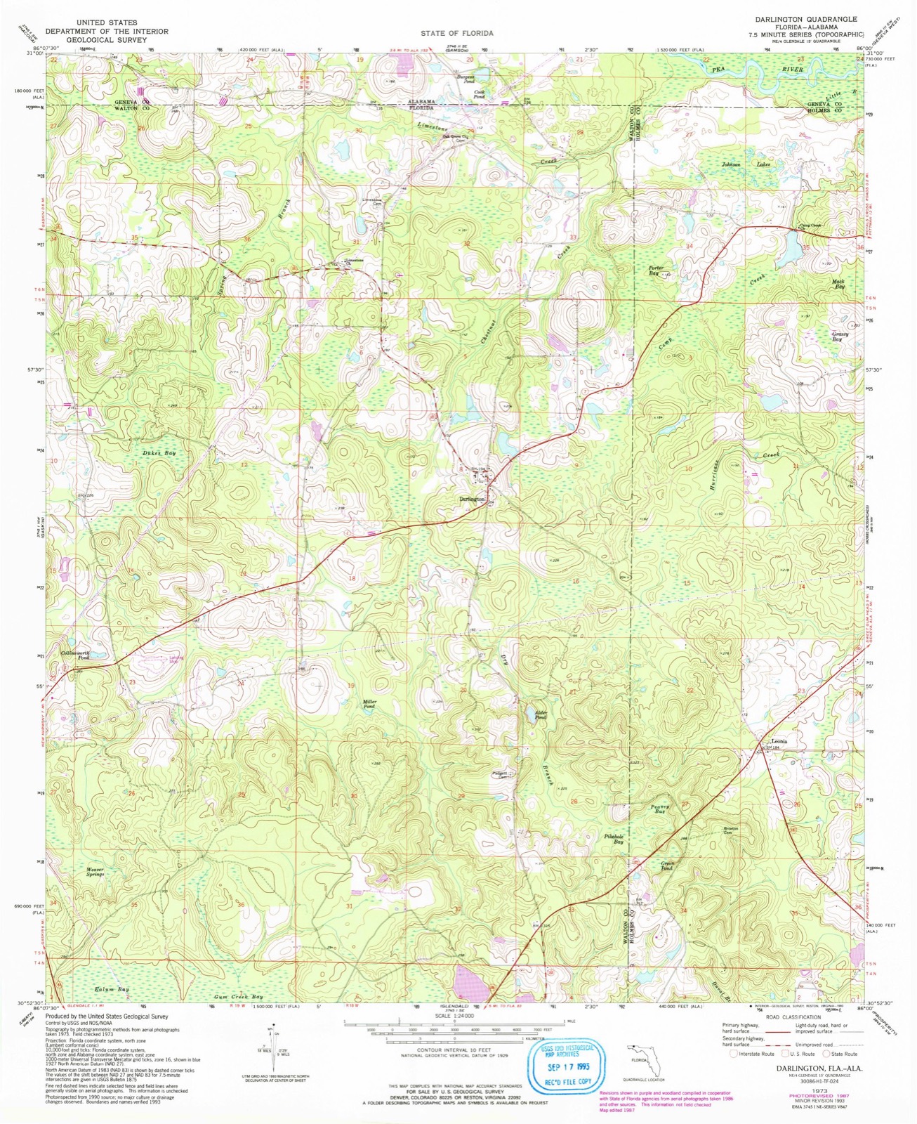 Topographic sheet of Leonia, surveyed 1987