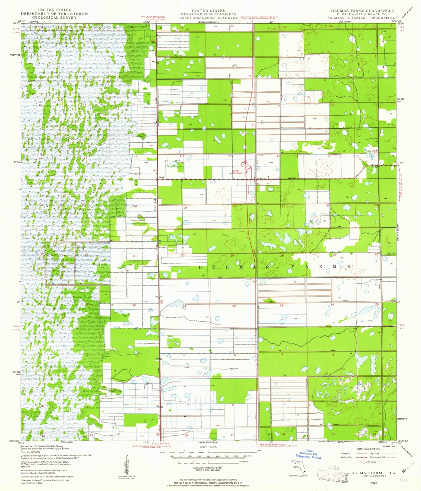 Topographic sheet of Boca West, surveyed 1947