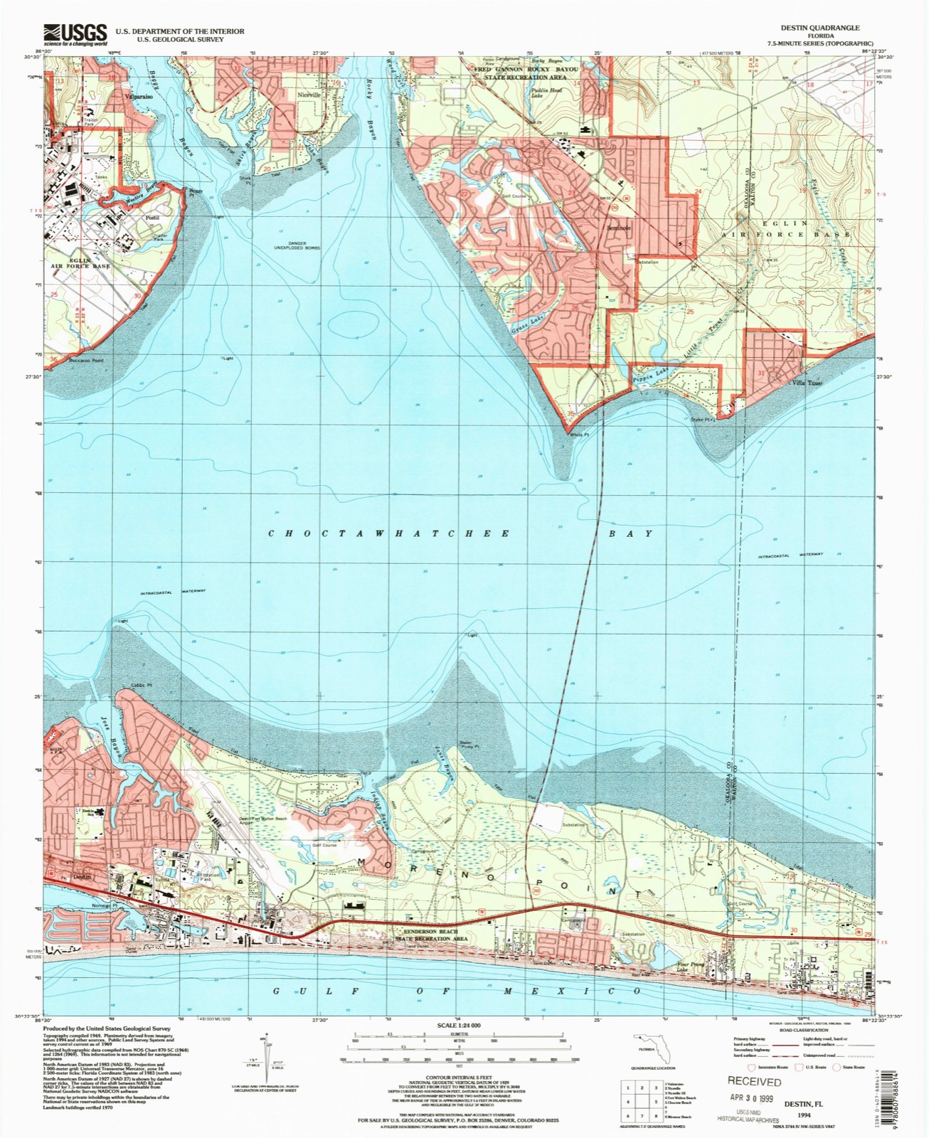 Topographic sheet of Dana Point, surveyed 1994