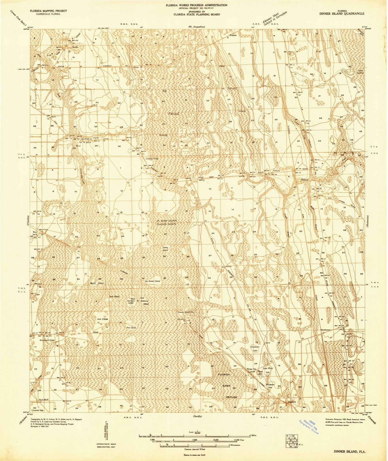 Topographic sheet of Byrd, surveyed 1937
