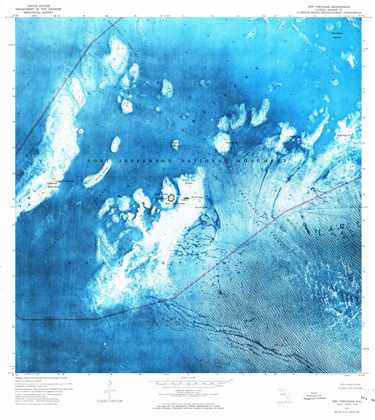Topographic sheet of Fort Jefferson, surveyed 1971