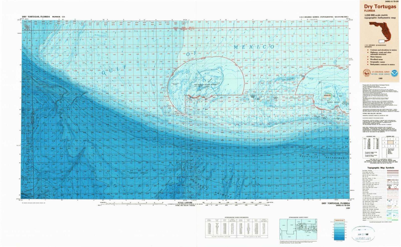Topographic sheet of Fort Jefferson, surveyed 1989