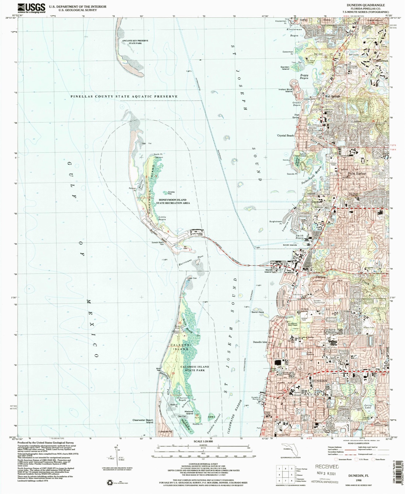 Topographic sheet of Dunedin, surveyed 1998