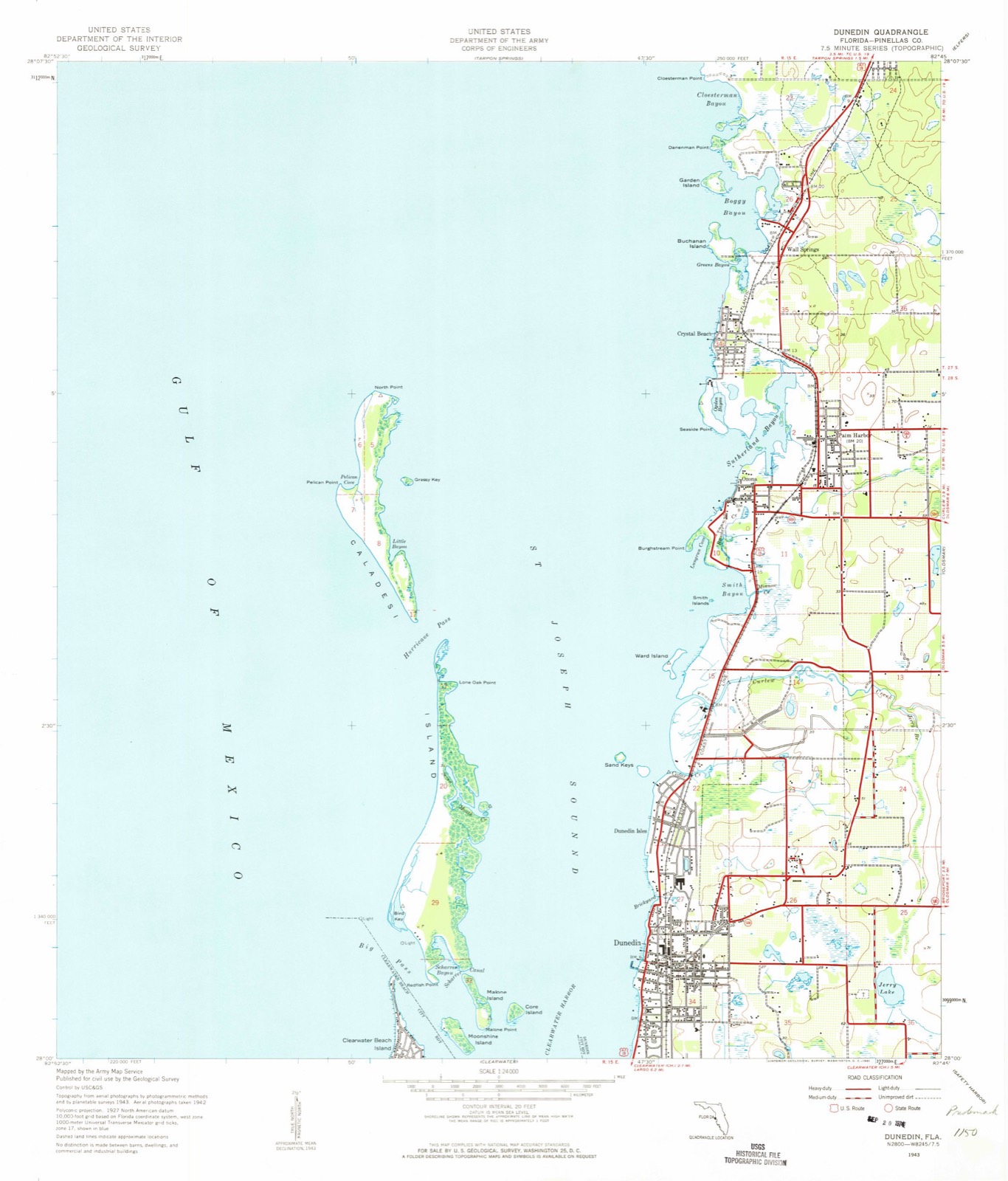 Topographic sheet of Dunedin, surveyed 1943