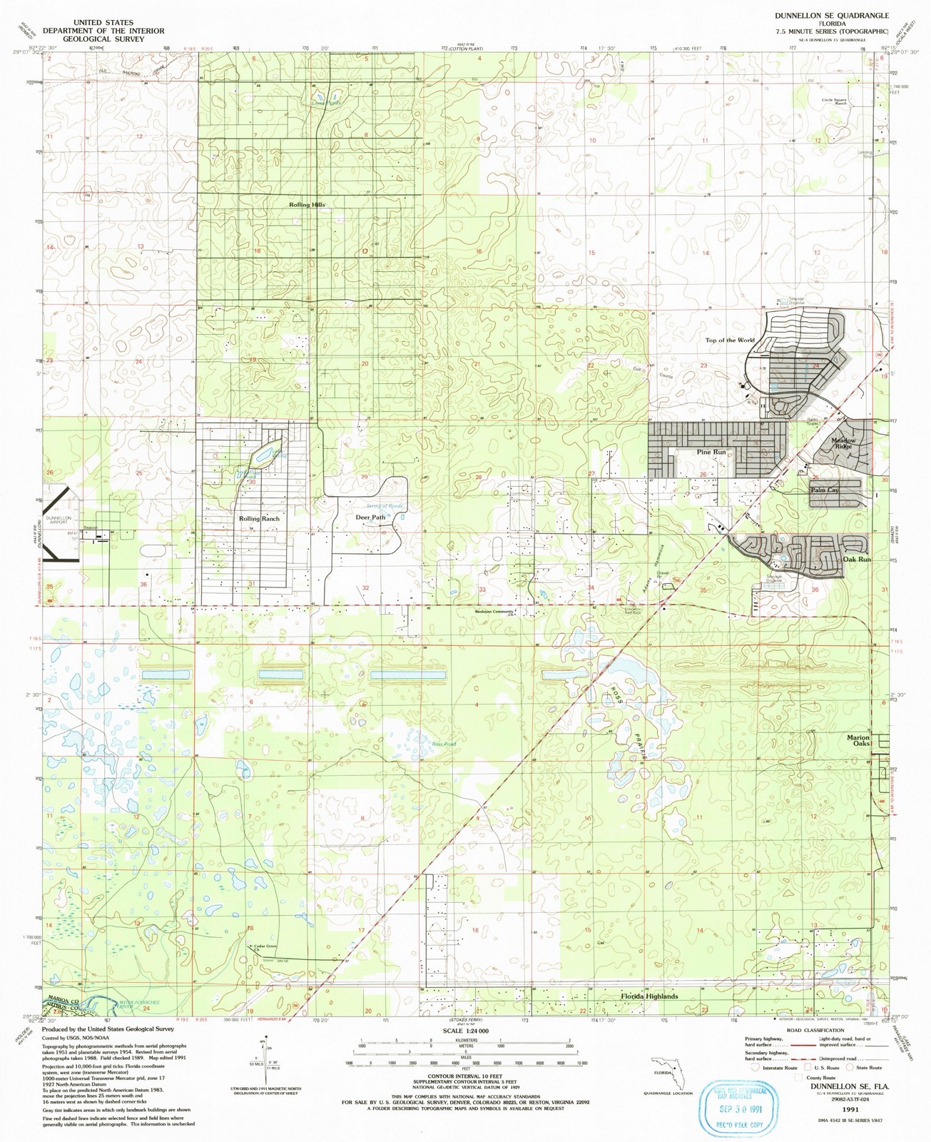 Topographic sheet of Rolling Ranches, surveyed 1991
