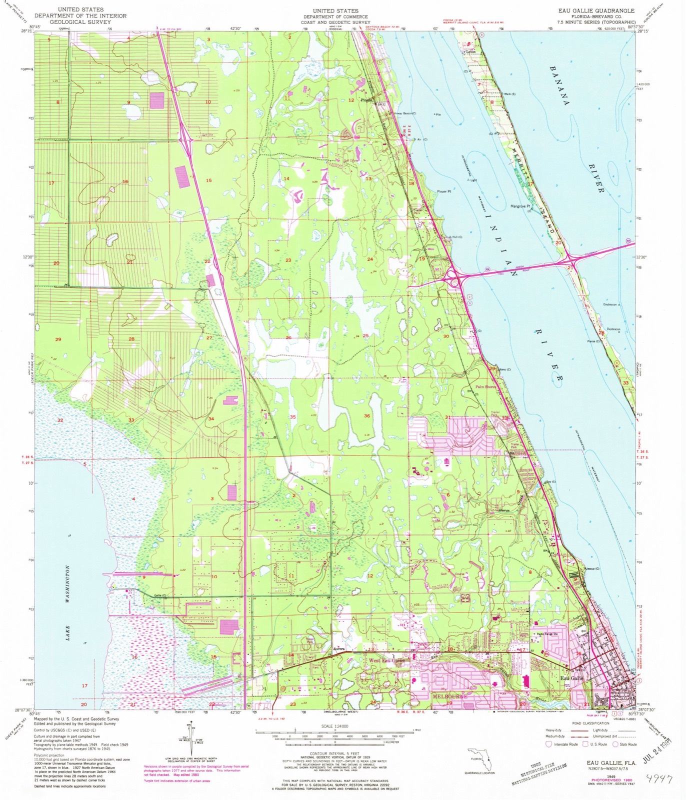 Topographic sheet of Mobiland by the Sea, surveyed 1949