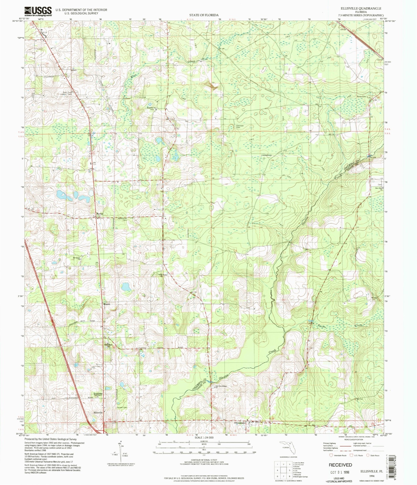 Topographic sheet of Ebenezer, surveyed 1994