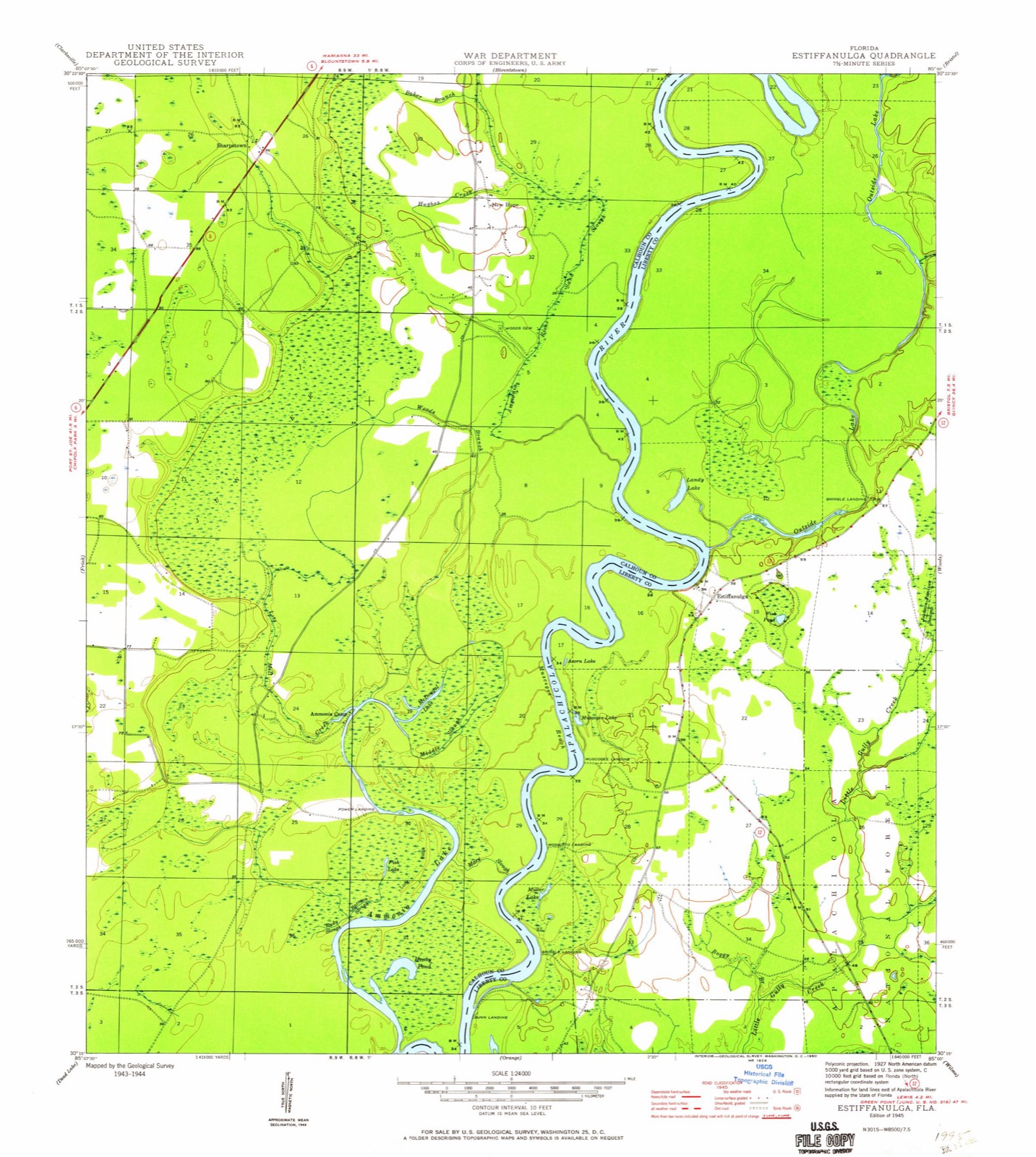 Topographic sheet of Sharpstown, surveyed 1945
