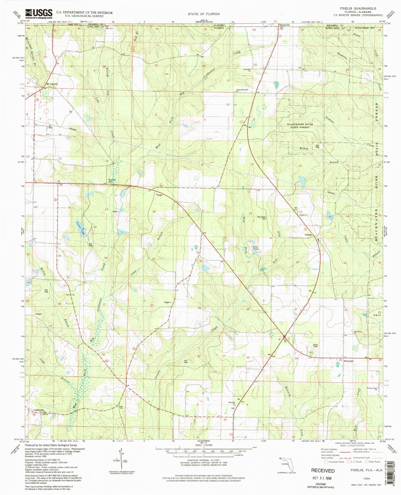 Topographic sheet of Cobbtown, surveyed 1994