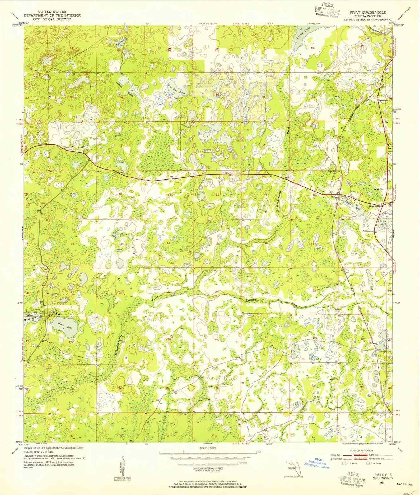 Topographic sheet of Greenfield, surveyed 1954