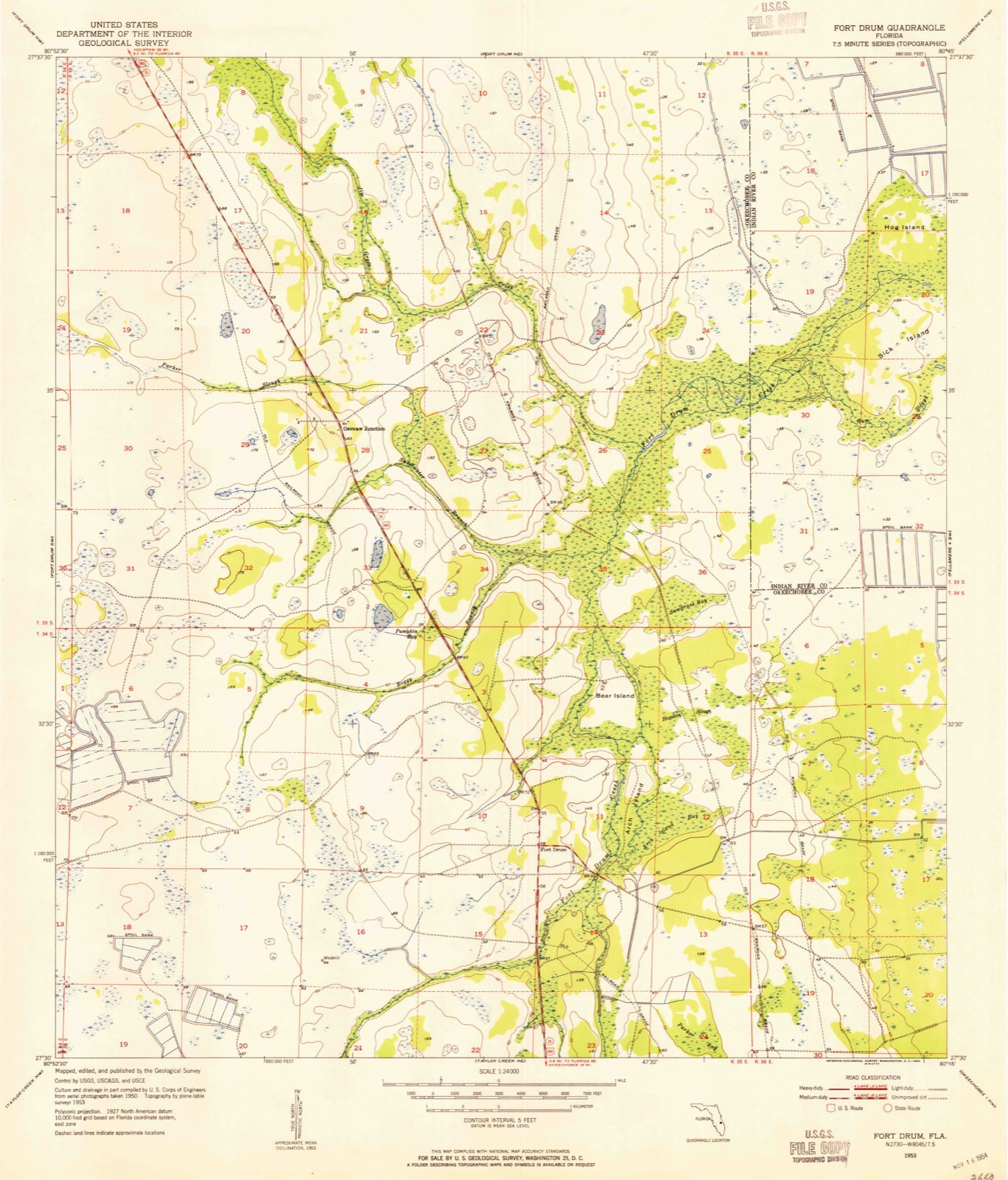 Topographic sheet of Osowaw Junction, surveyed 1953