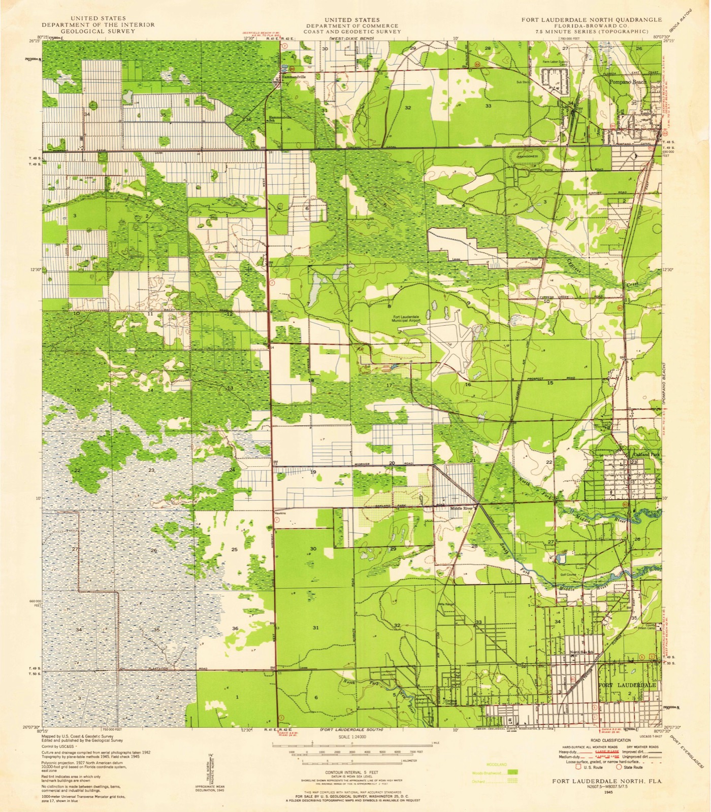 Topographic sheet of Collier Estates, surveyed 1945