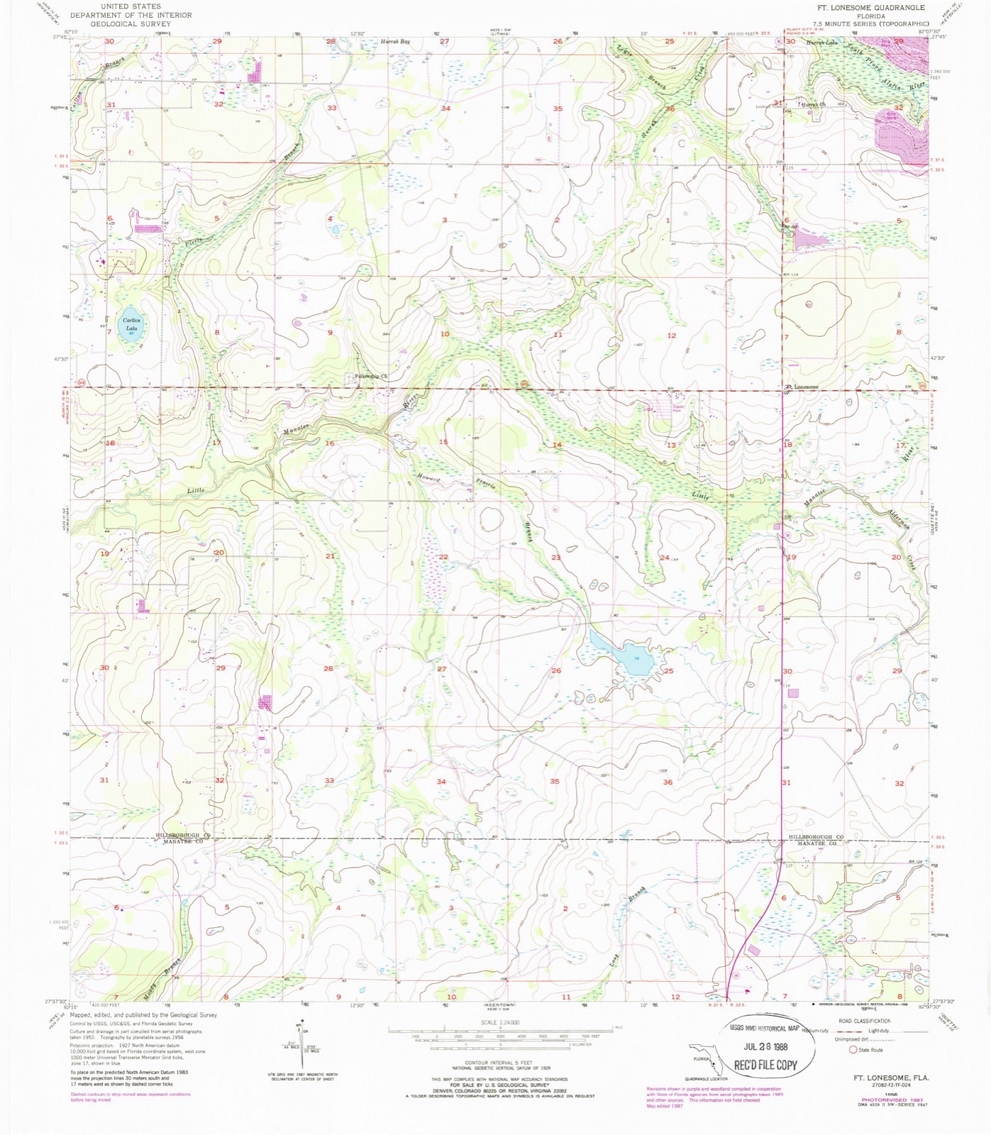 Topographic sheet of Fort Lonesome, surveyed 1956