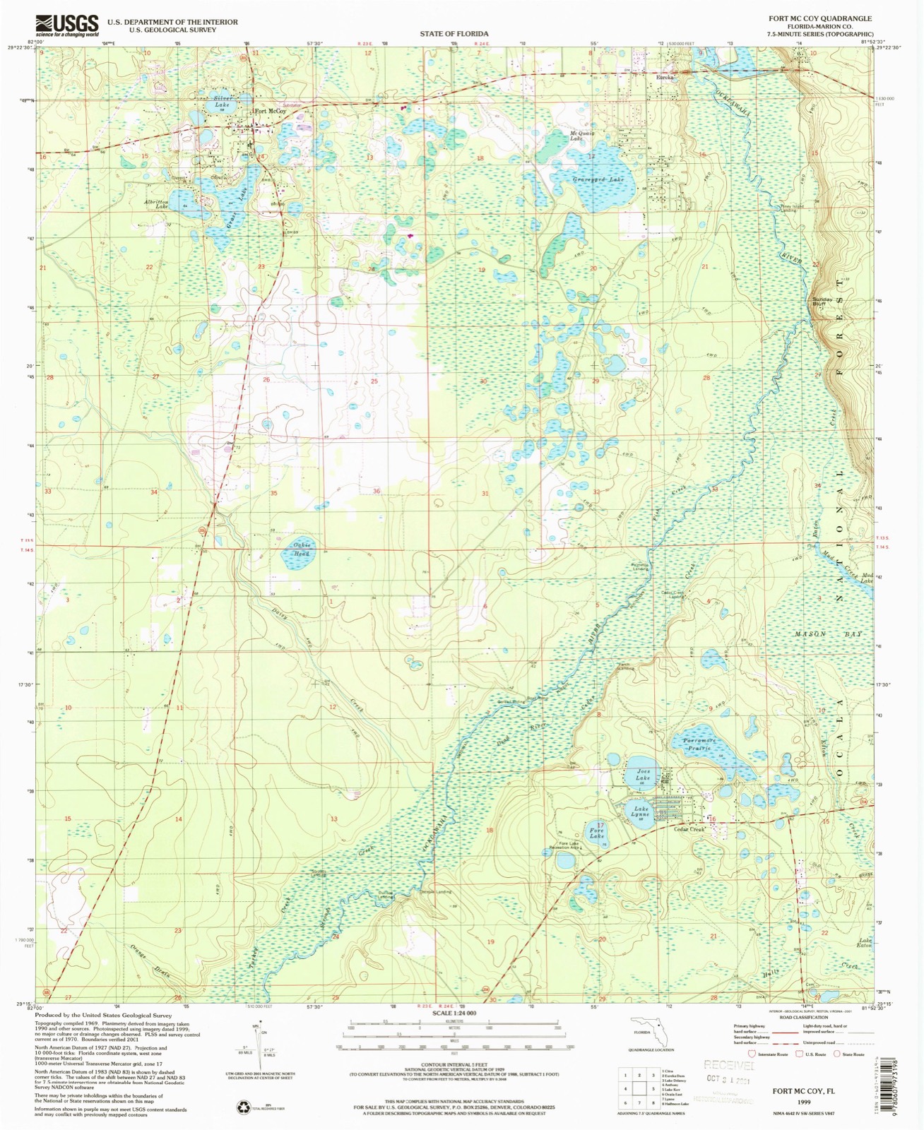 Topographic sheet of Cedar Creek, surveyed 1999