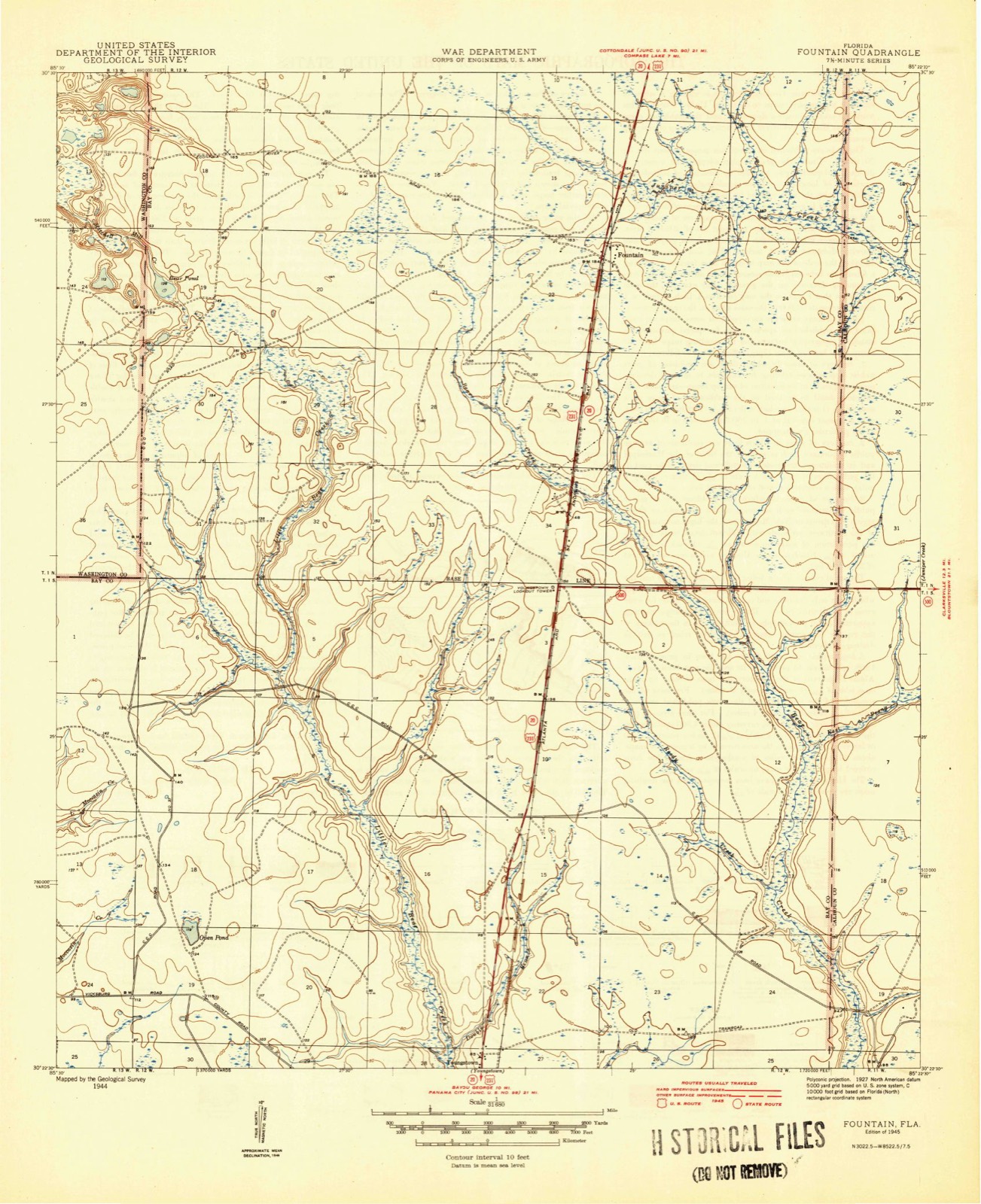 Topographic sheet of Fountain, surveyed 1945