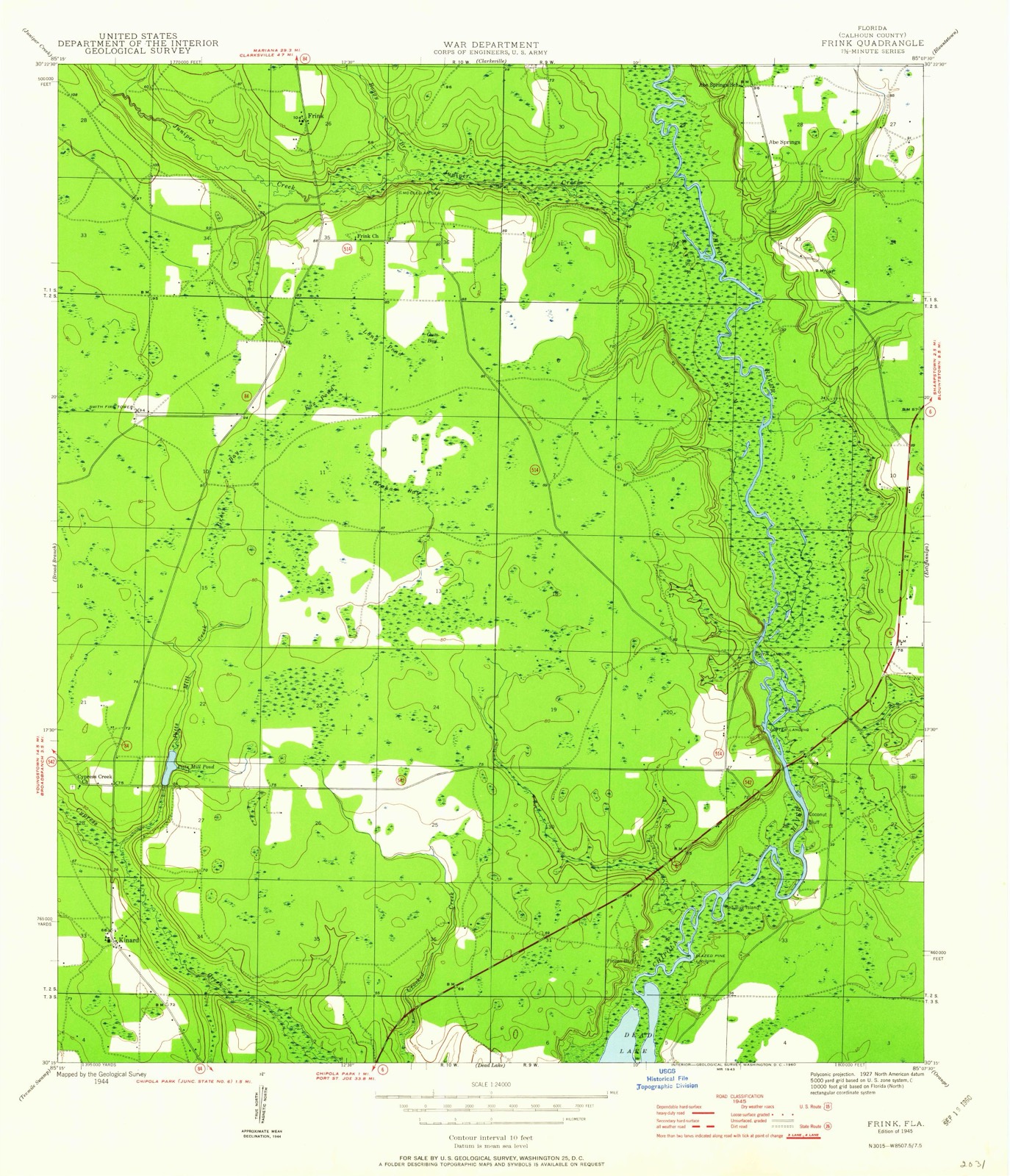 Topographic sheet of Gaskins, surveyed 1945