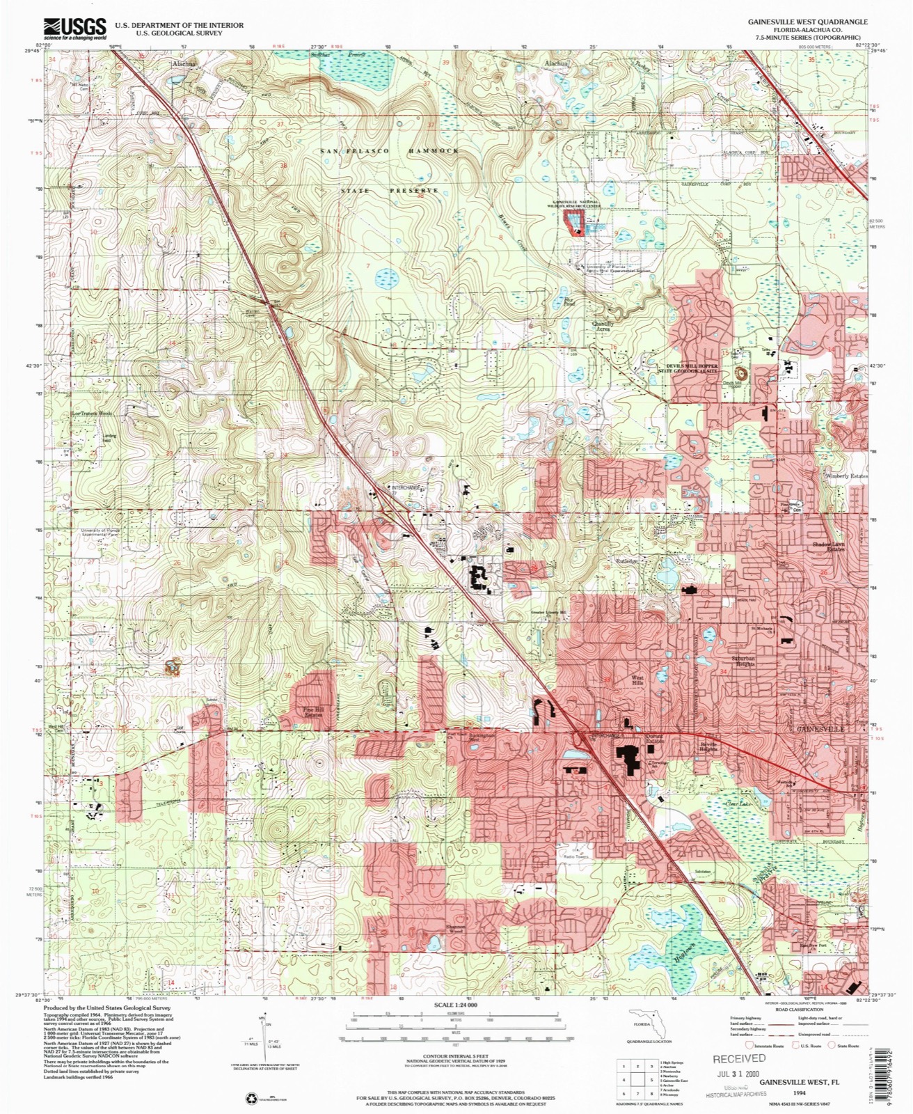 Topographic sheet of Wimberly Estates, surveyed 1994