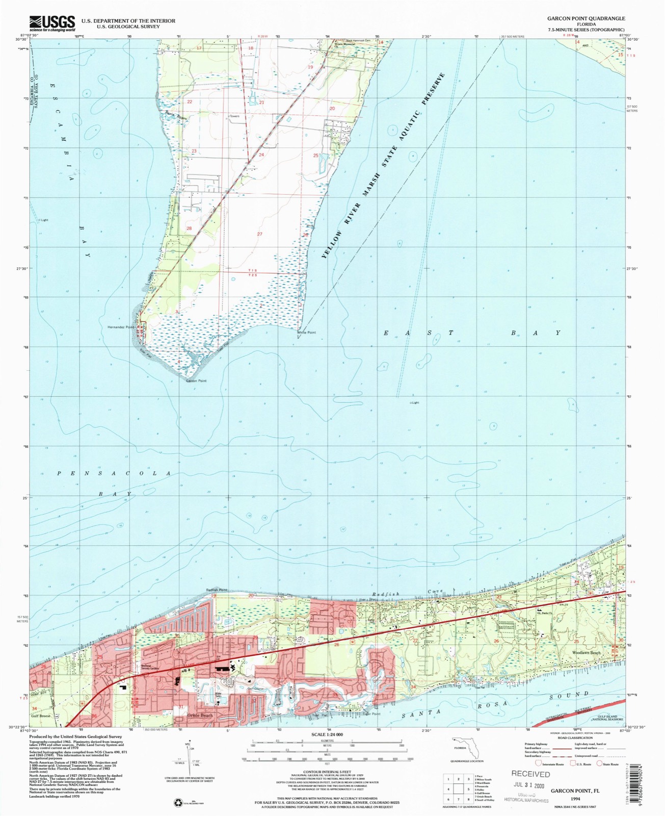 Topographic sheet of Tiger Point, surveyed 1994