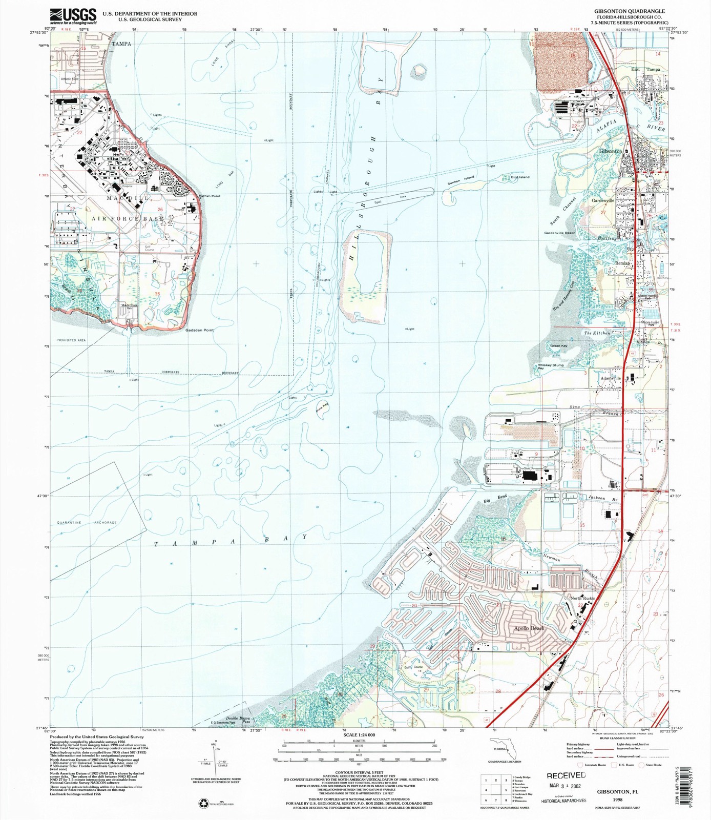 Topographic sheet of Apollo Beach, surveyed 1998