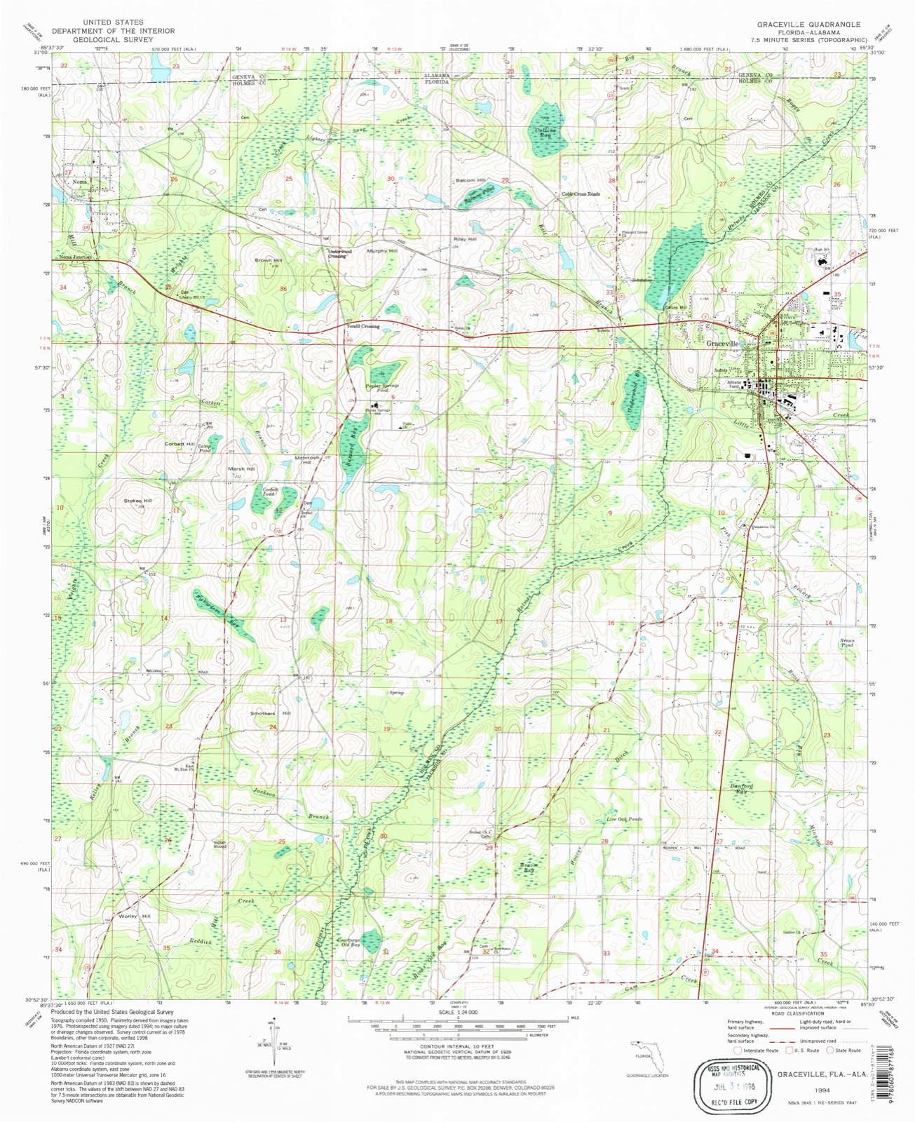 Topographic sheet of Collins Mill, surveyed 1994