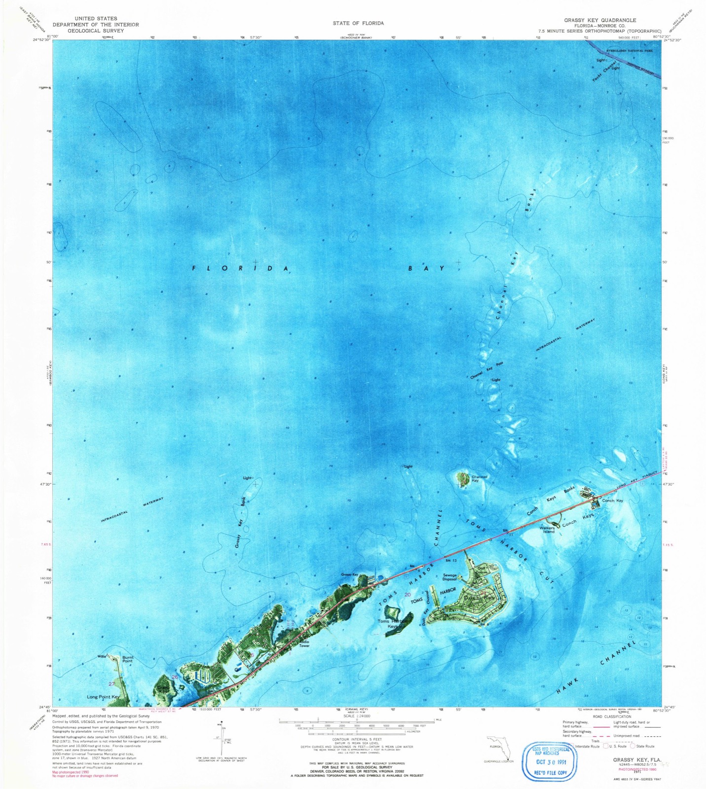Topographic sheet of Jolly Roger Travel Park, surveyed 1971