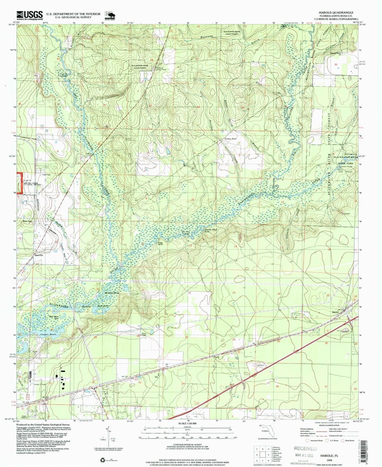 Topographic sheet covering Florida State Road No. 1, surveyed 1994