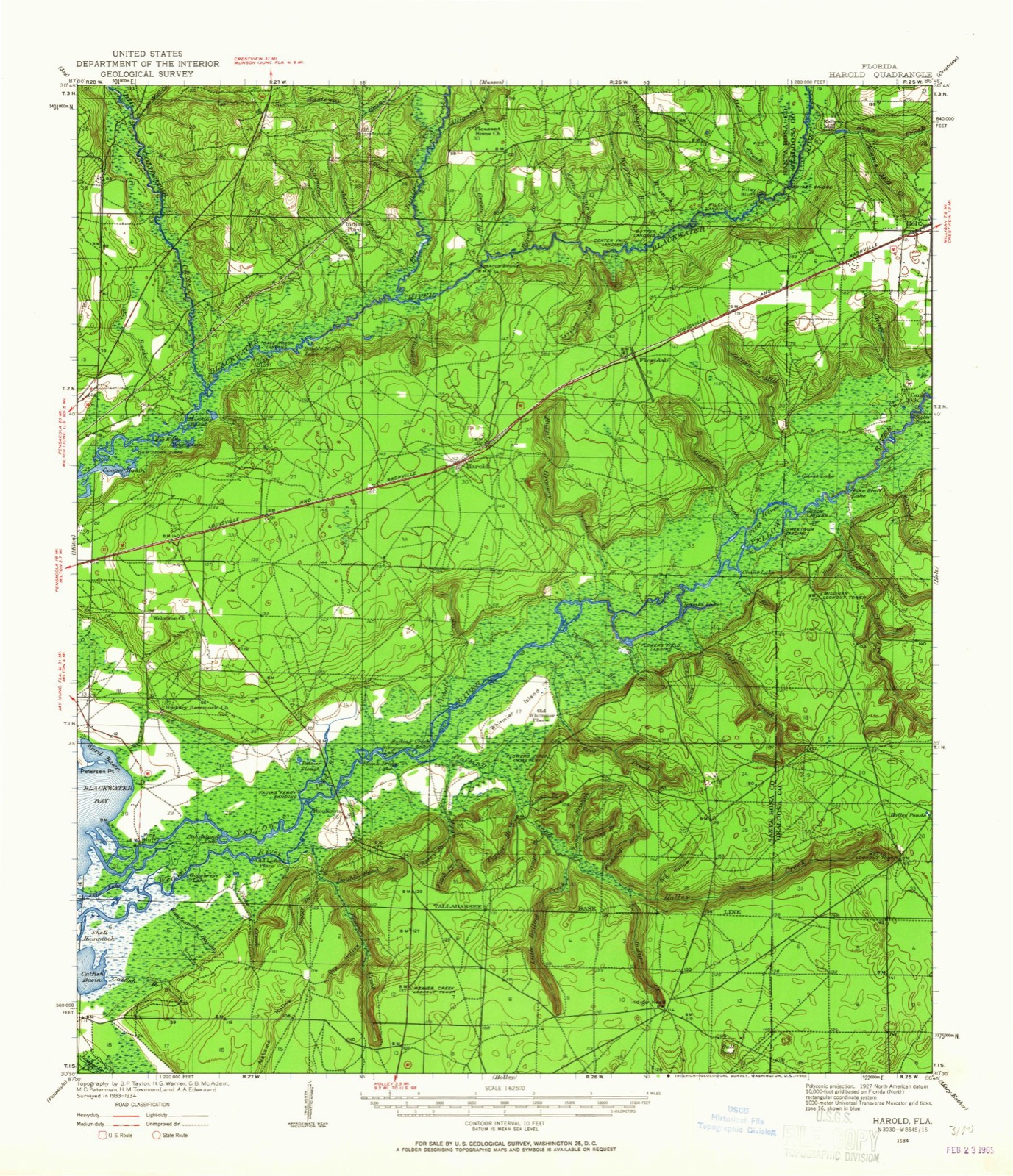 Topographic sheet of Broxson, surveyed 1934
