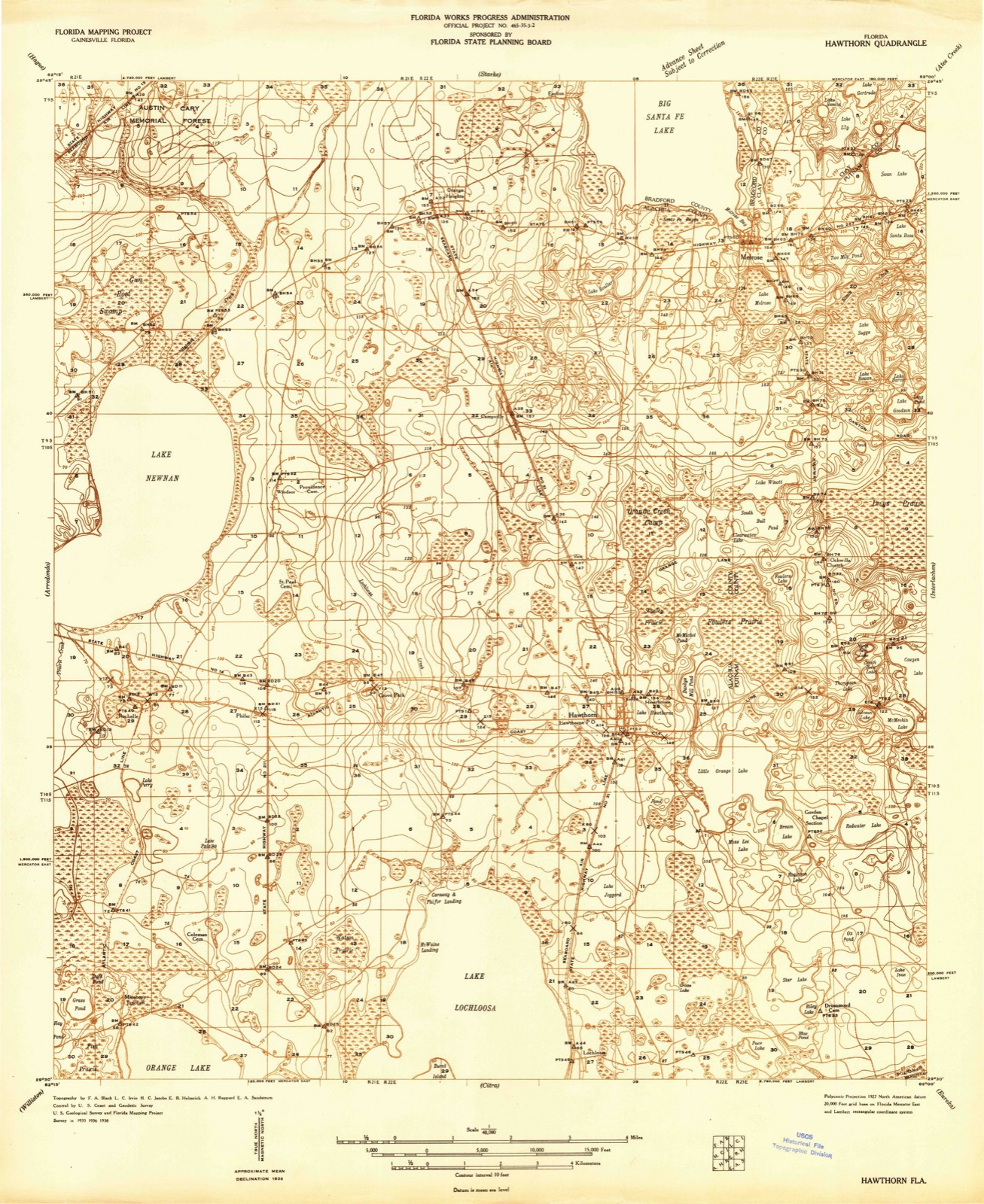 Topographic sheet of Micanopy Junction, surveyed 1938