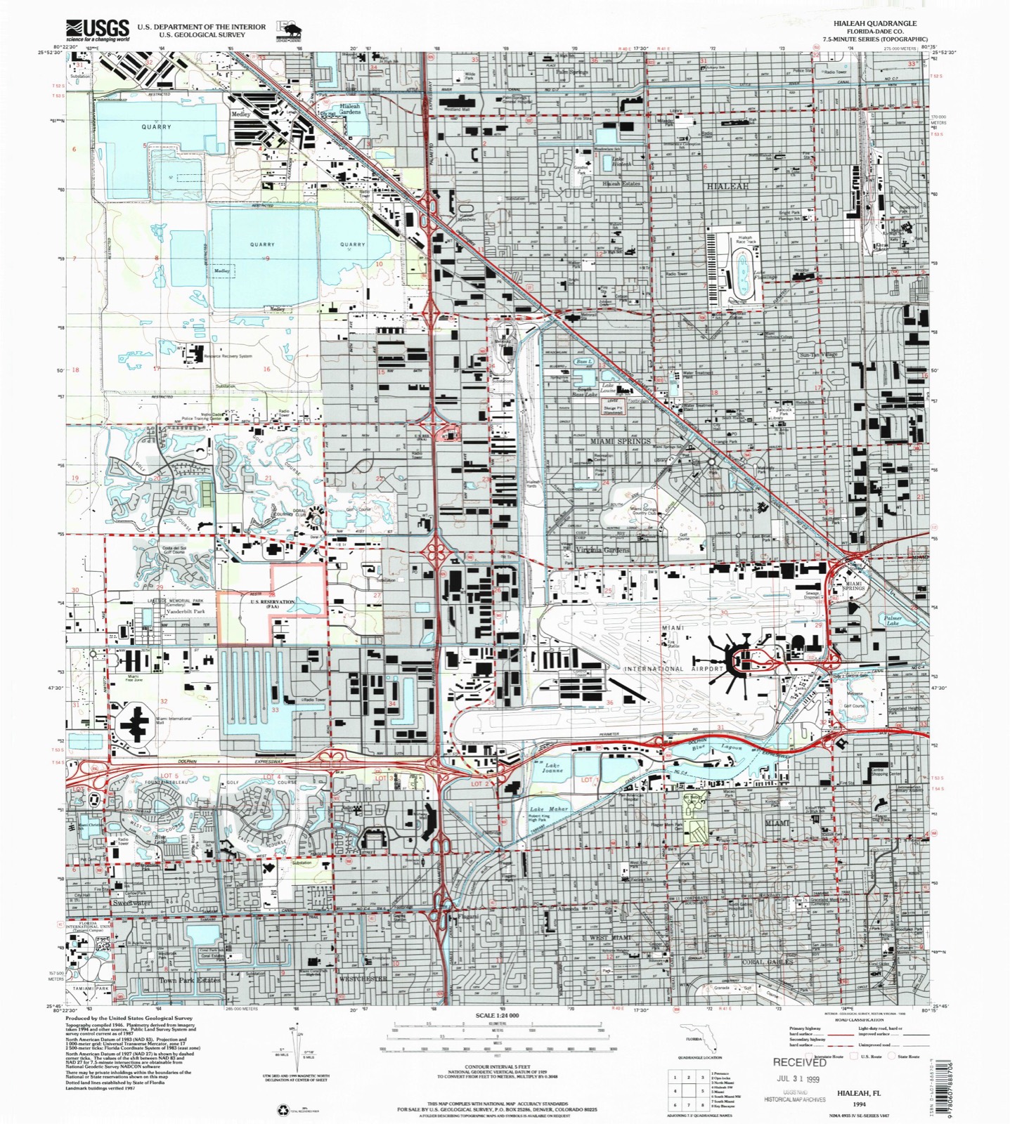 Topographic sheet of Flagami, surveyed 1994