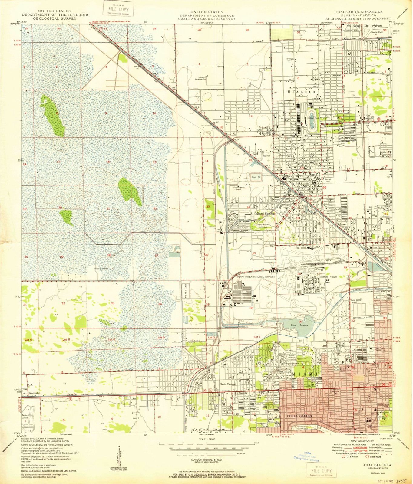 Topographic sheet of Flagami, surveyed 1950
