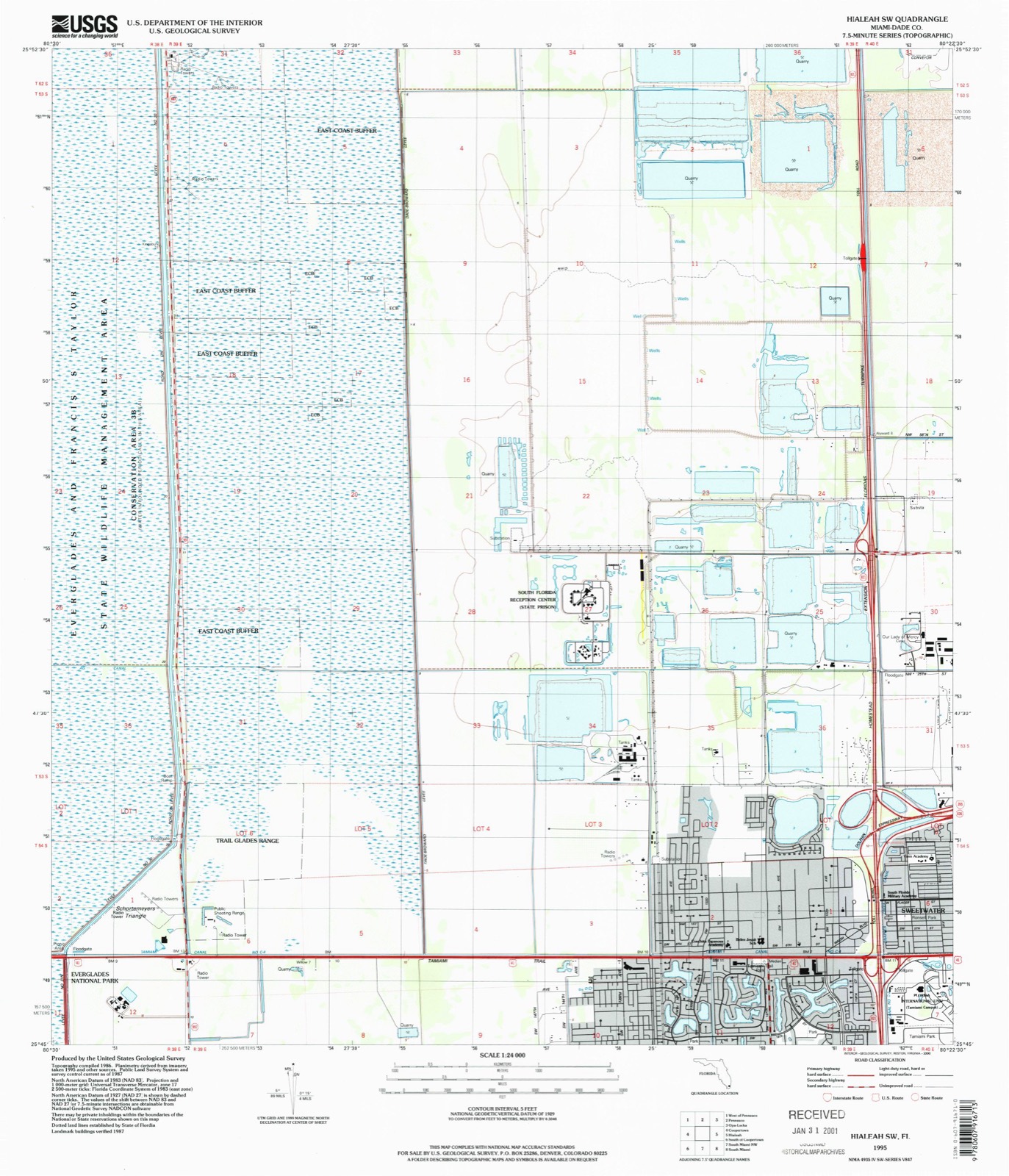 Topographic sheet of Tamiami, surveyed 1995