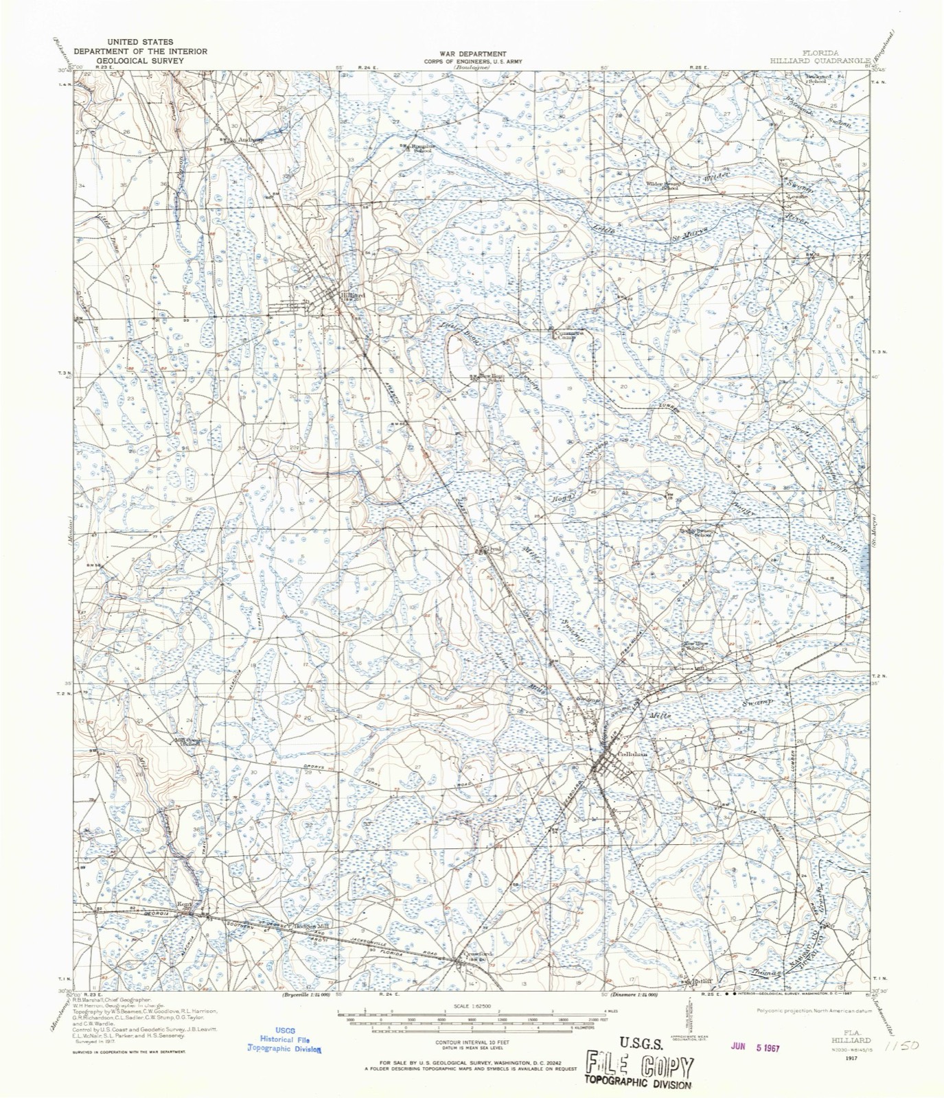 Topographic sheet of Hilliard, surveyed 1917