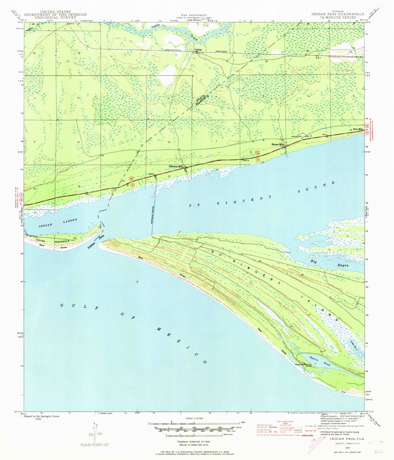 Topographic sheet of Eleven Mile, surveyed 1943