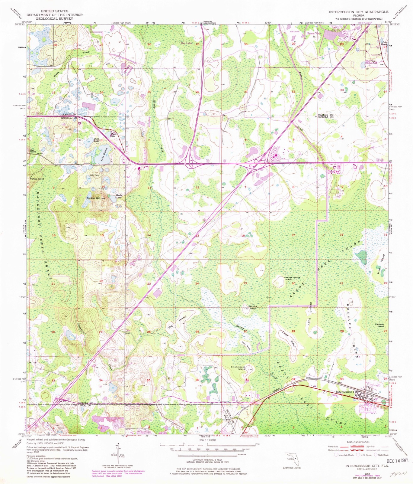 Topographic sheet of Buena Vista, surveyed 1953
