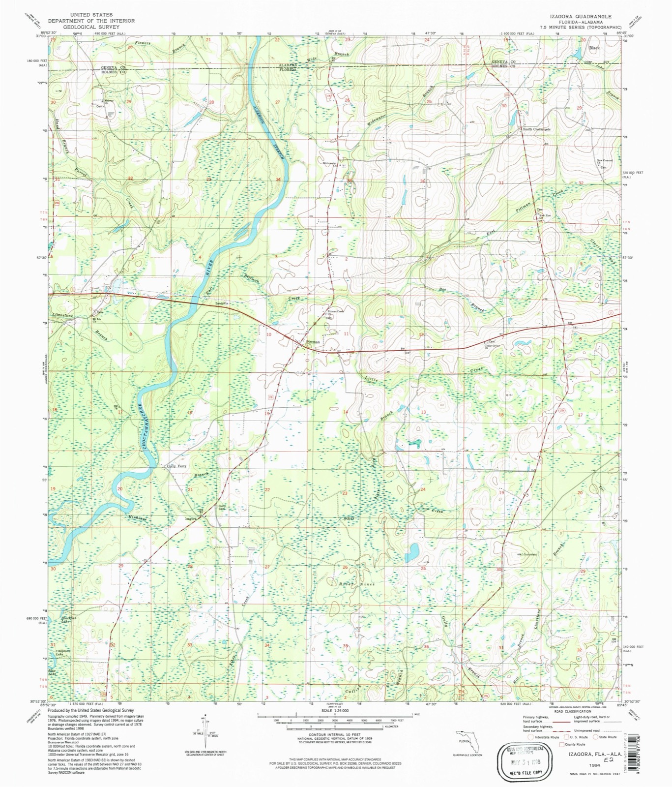Topographic sheet of Pittman, surveyed 1994