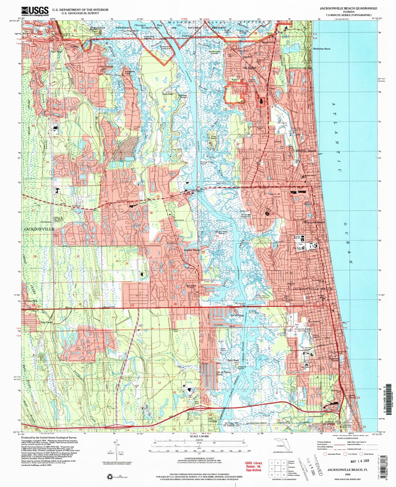 Topographic sheet of Pablo Keys, surveyed 1994
