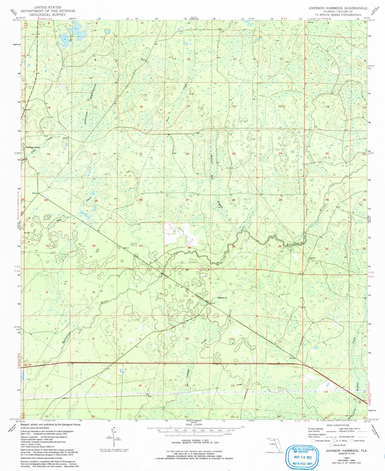 Topographic sheet of Econfina, surveyed 1954