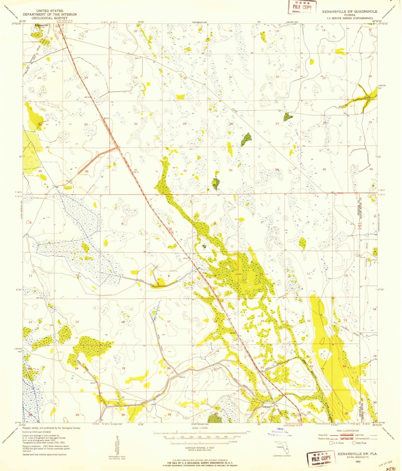 Topographic sheet of Lokosee, surveyed 1953